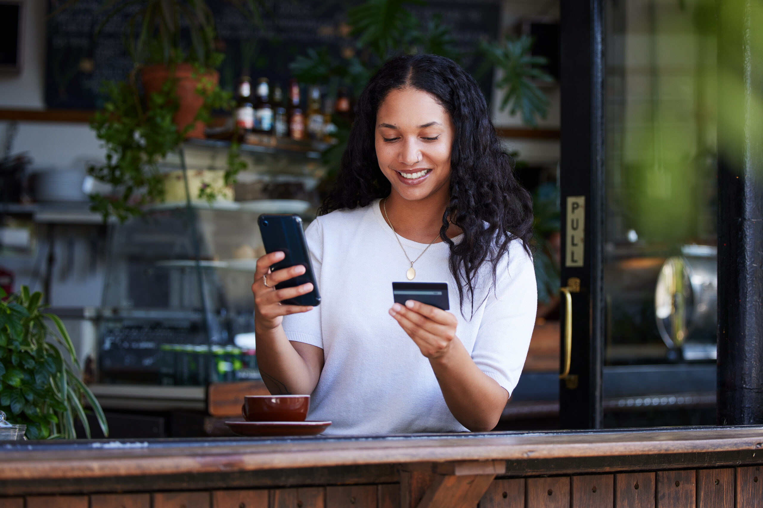 Woman starring at phone 