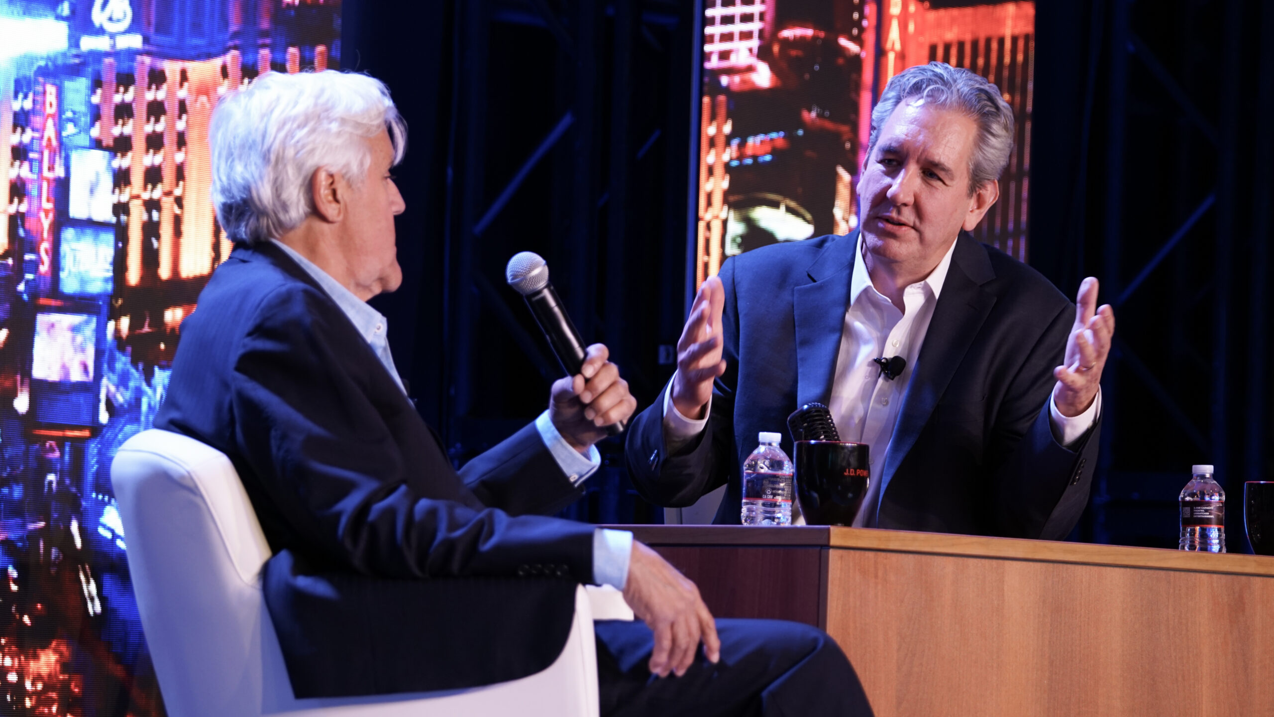 CEO Dave Habiger and Jay Leno speaking