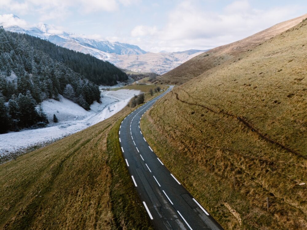Mountain road from above||