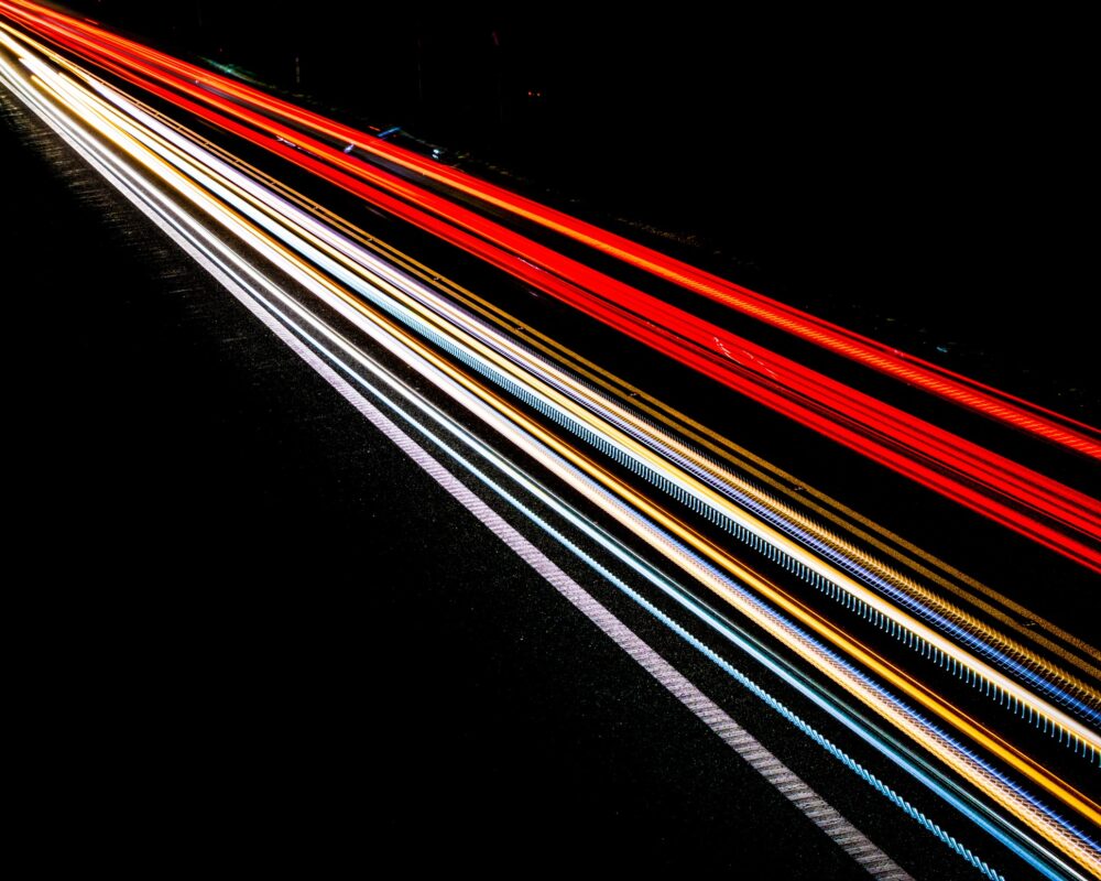 lights of cars with night. long exposure