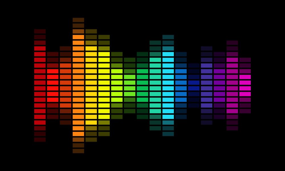 Rainbow coloured graphic equalizer