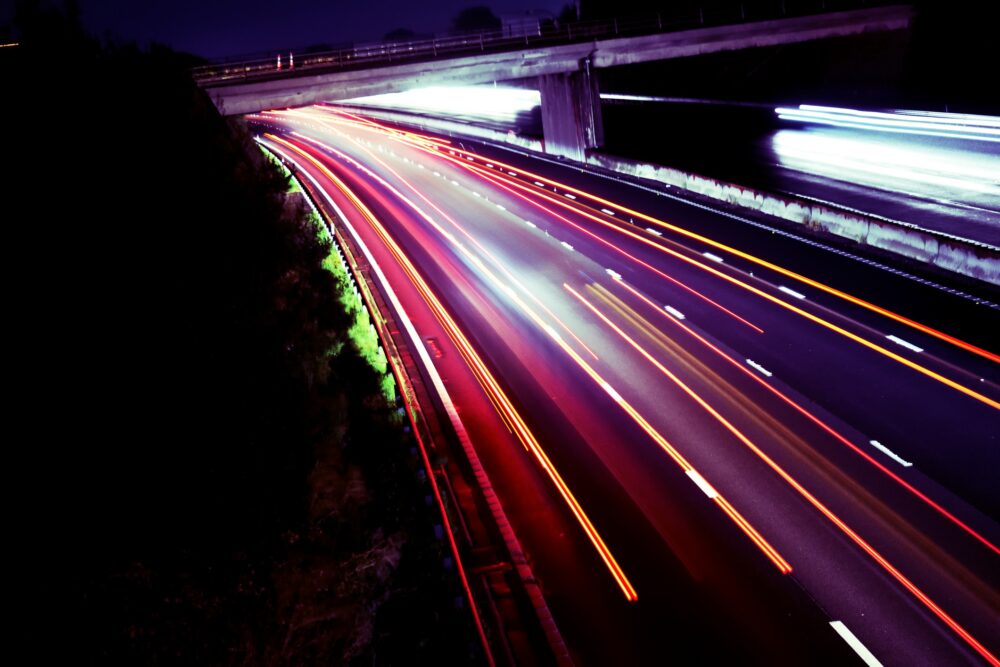 UK motorway at night